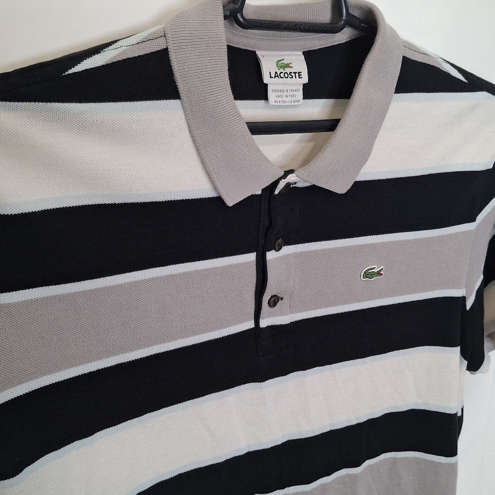 Lacoste Striped Pique Polo Shirt Size XXL (7) - Picture 6 of 13